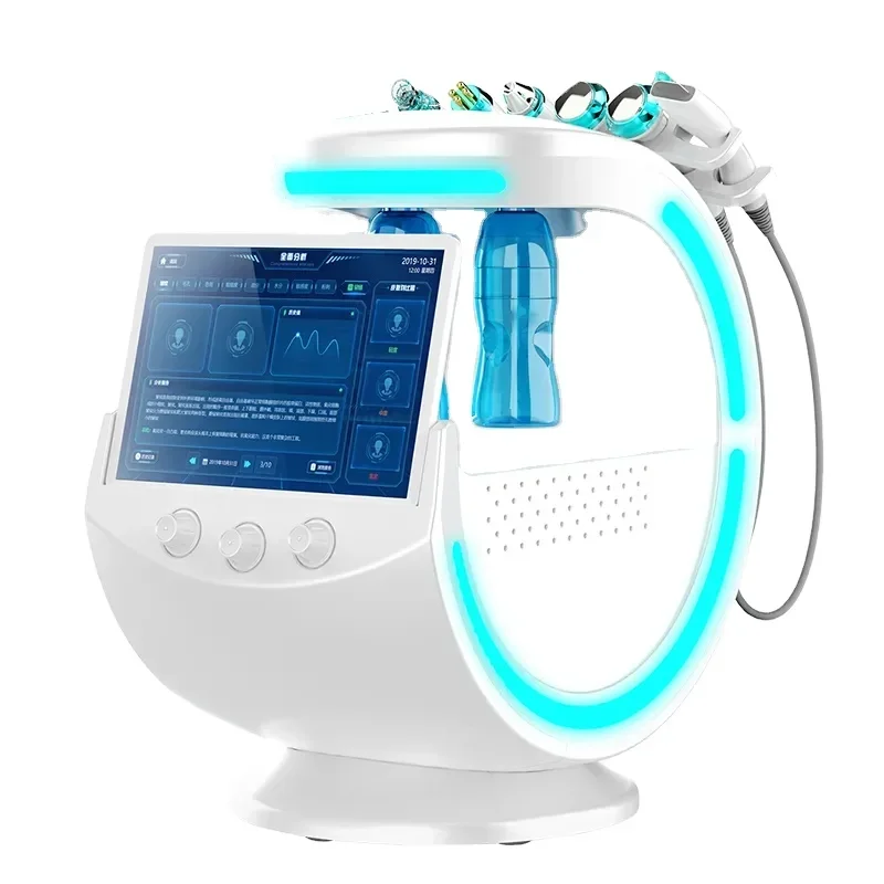 Hydra New Design Facial Machine 7 In 1 Smart Ice Blue Frequency Facial Skin Tightening Analyzer Machine