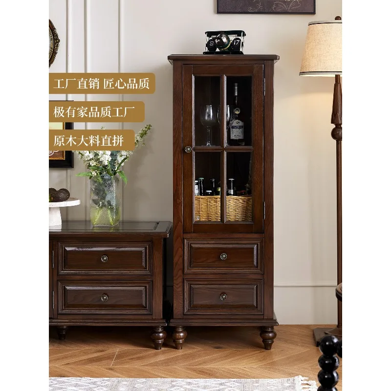 American all solid wood single door wine cabinet living room locker locker rural retro ash wood furniture