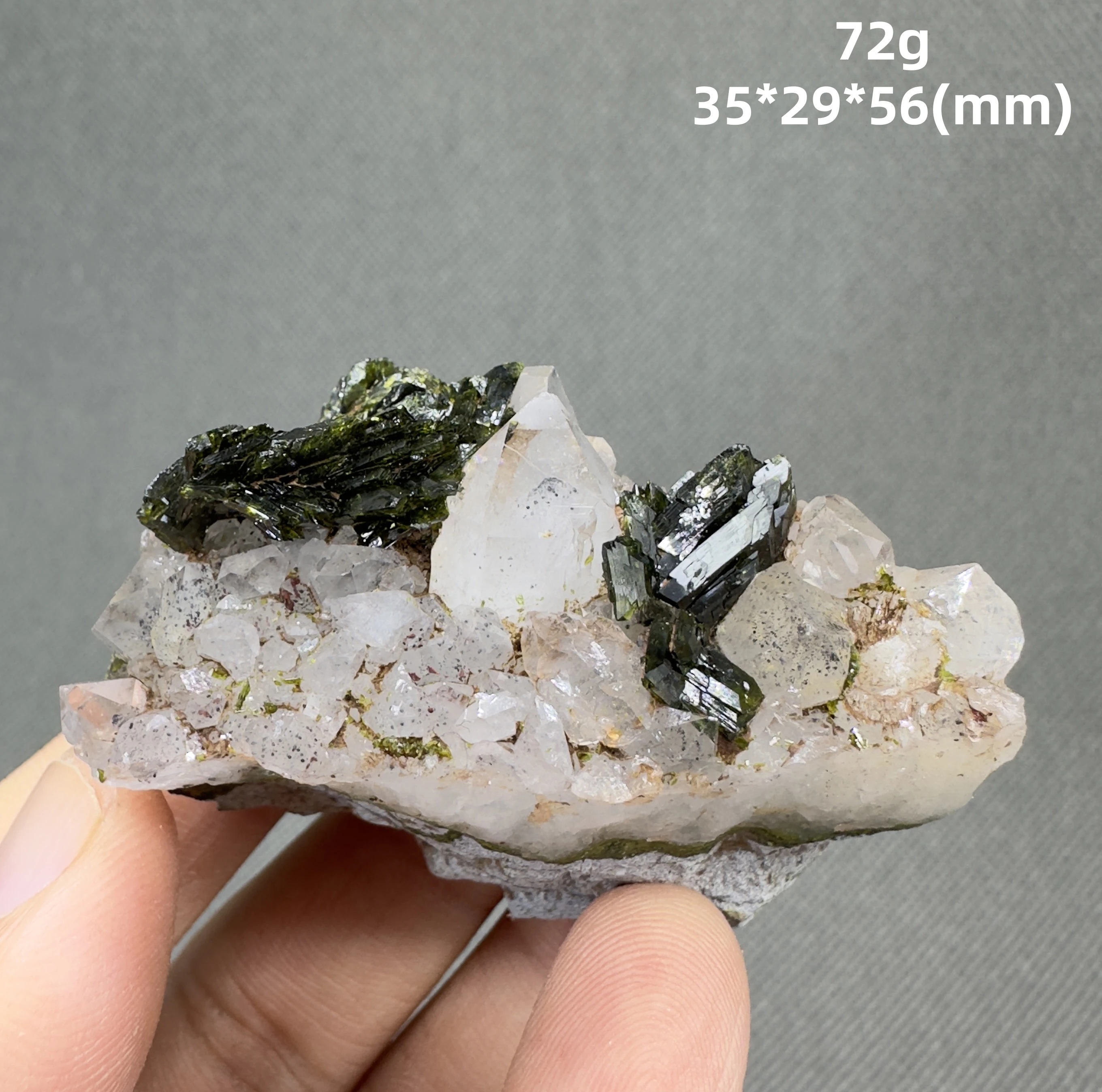 Natural Epidote and crystal symbiotic mineral specimens + healing quartz crystals and stones rock gemstone