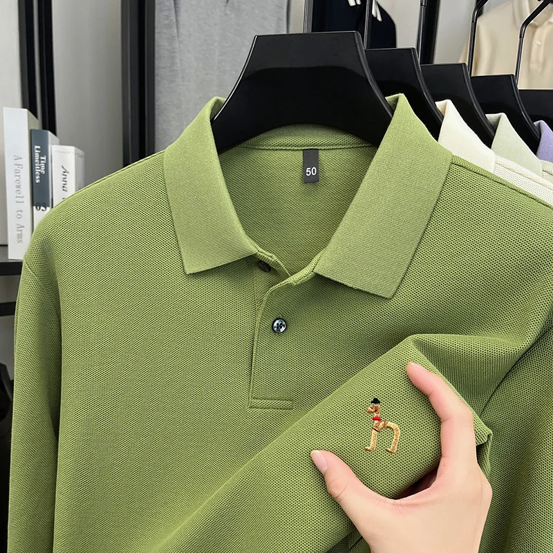 Original Marke Herren Poloshirt 100 Baumwolle Revers Hund Sticken Langarm T-Shirt Herbst Neue Business Casual Hübsche Herrenbekleidung – Detail 18