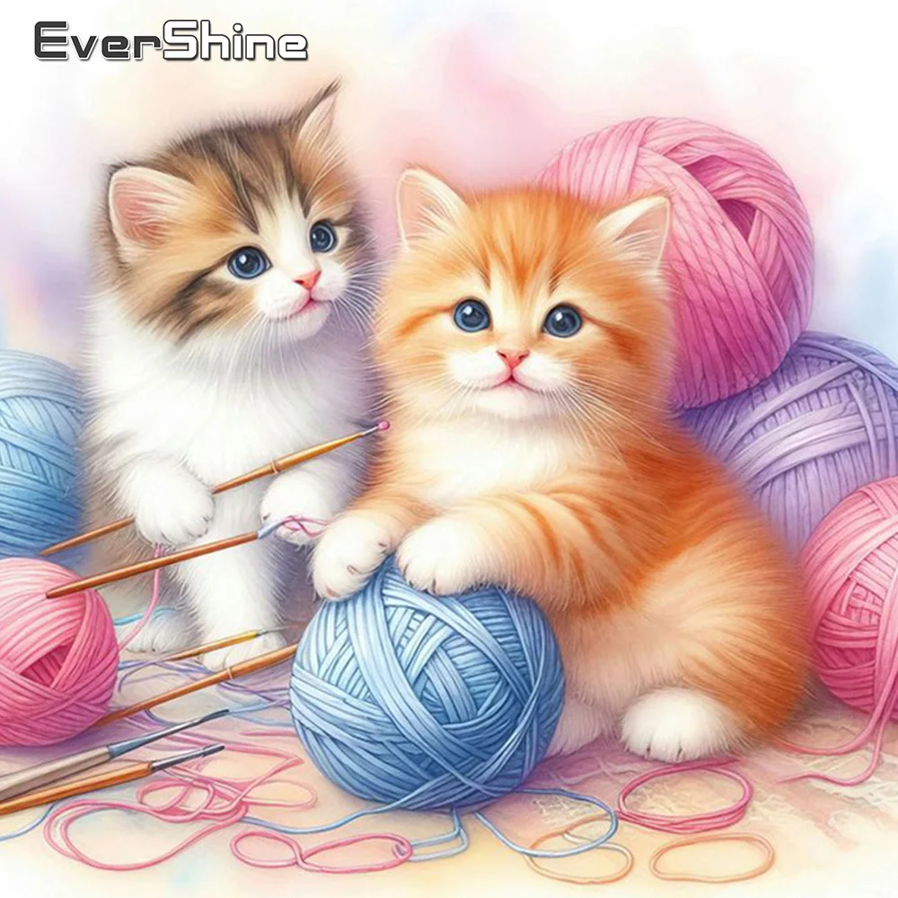 Ever shine DIY Katze Diamant Malerei Tier volle quadratische runde Kits Mosaik DIY Cartoon Stickerei handgemachtes Geschenk