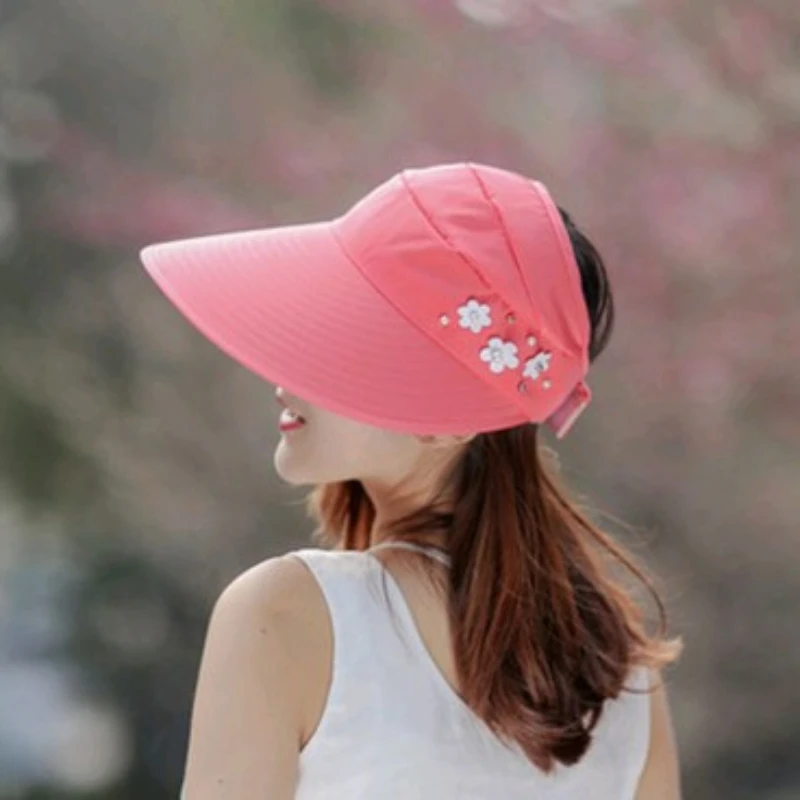 Chapeau de soleil imprimé cuir chevelu pour femmes et hommes, casquette à visière à grand bord, perle, fleur, pliable, respirant, protection UV, voyage, sport, randonnée, plage