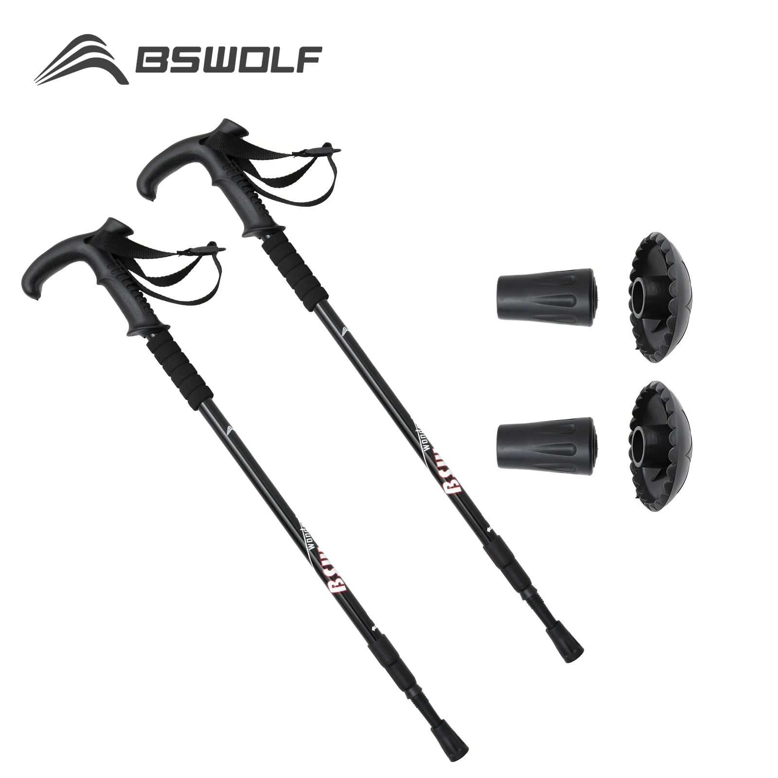 BSWolf 2 unids/lote bastones nórdicos antigolpes para caminar al aire libre bastones telescópicos ultraligeros para senderismo