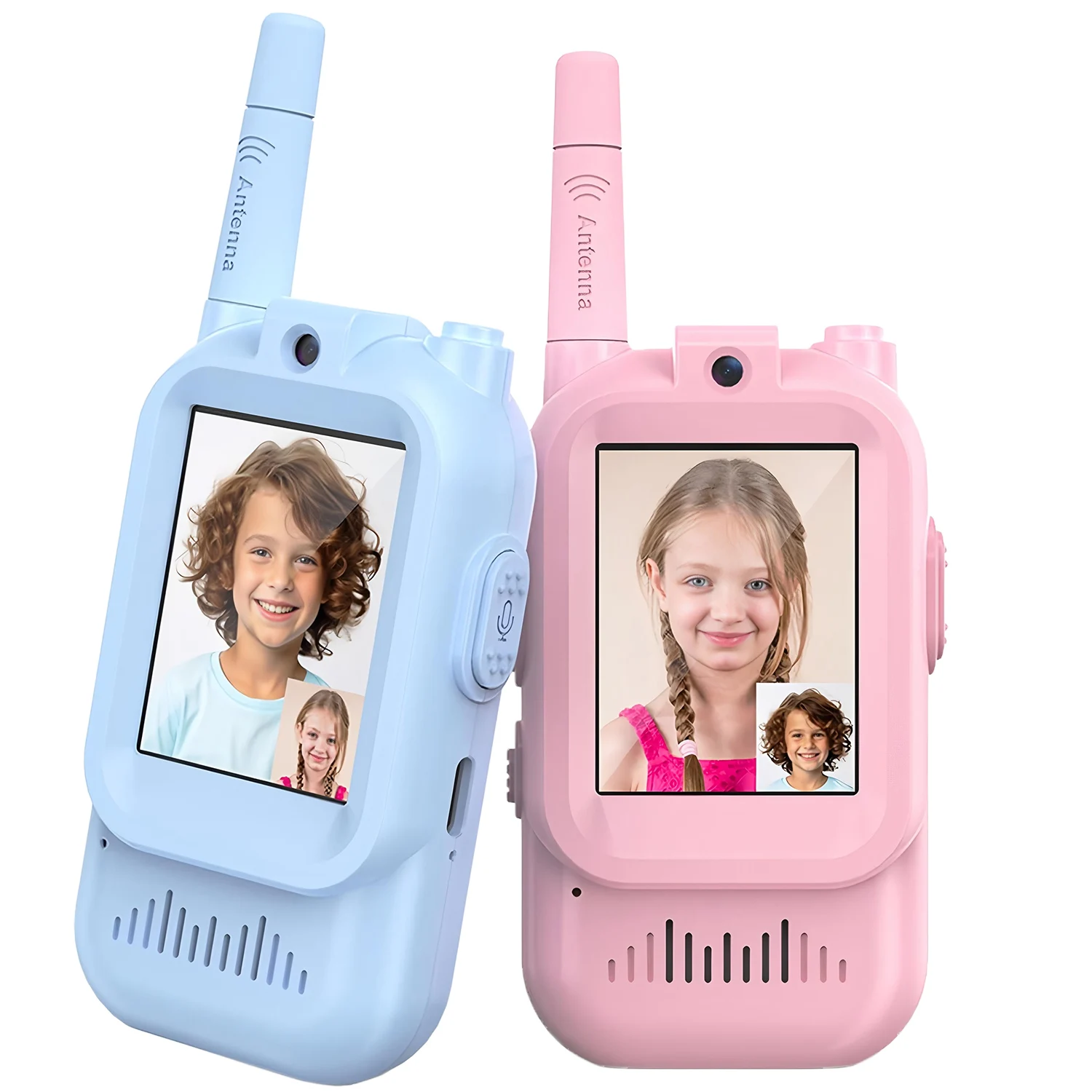 Children Video Walkie Talkies 2 Pack Rechargeable Intercom Walkie-talkie Cute 2 Inch Screen One-Click Call Toys Video Intercom