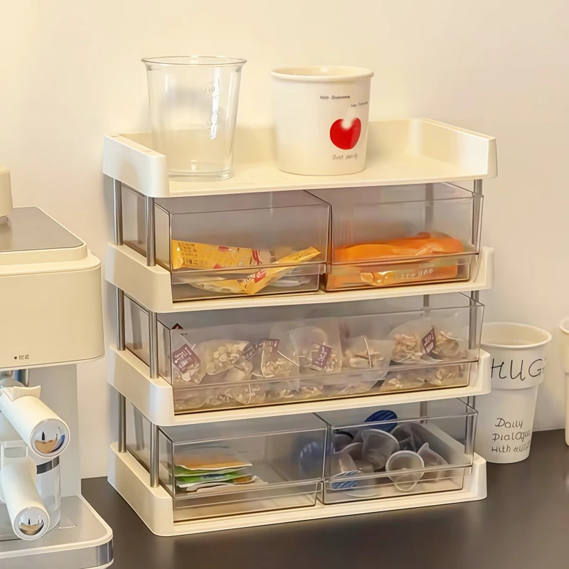 Desktop Organizer Desk Seasoning Spice Racks 2/3/4 Layers Coffee Capsules Storage Rack Kitchen Display Stand Counter Box