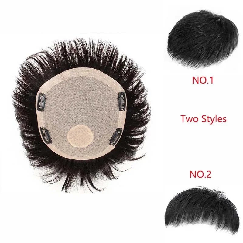 Male Toupees 16x18CM /18X20CM Human Hair Men Toupee Silk Top Breathable Natural Male Hairpiece To Wear Quickly Increase Hair