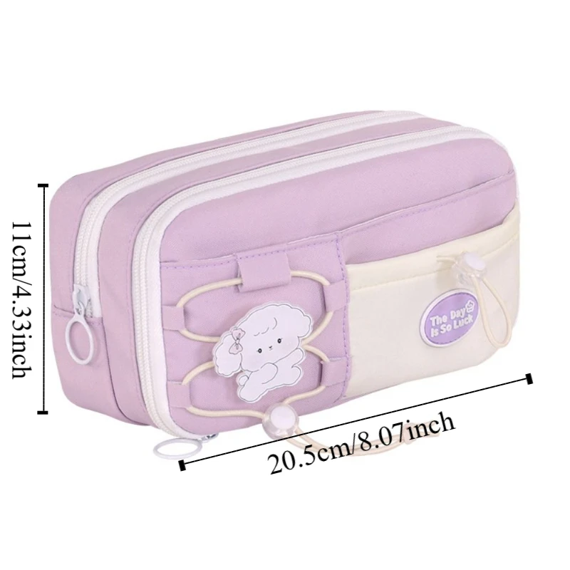 Simple Large Capacity Student Pencil Case Multi-layer Flip Style Cute Pencil Pouch INS Canvas Gel Pen Organizer Kids