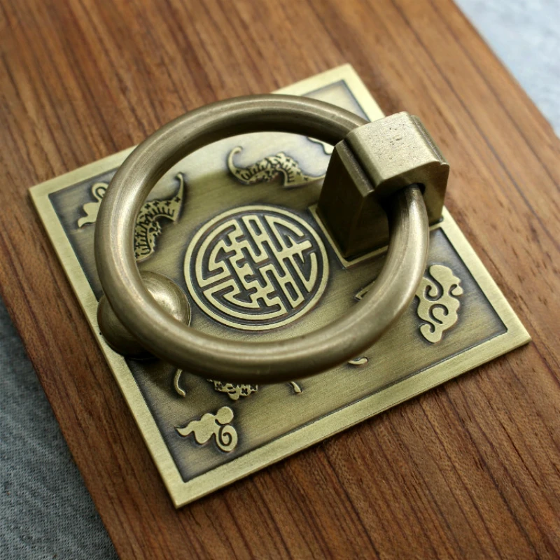 Chinese Style Vintage Brass Bat Door Handle Window Wood Door Retro Knocker Cabinet Door Drawer Copper Knob Home Decoraction