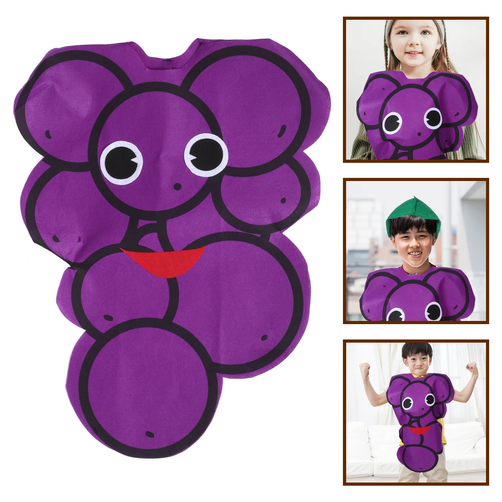 

1Set Grape Kids Halloween Costume Purple Performance Outfit Hat Clothing Show Festival Party Supplies Halloween Costume