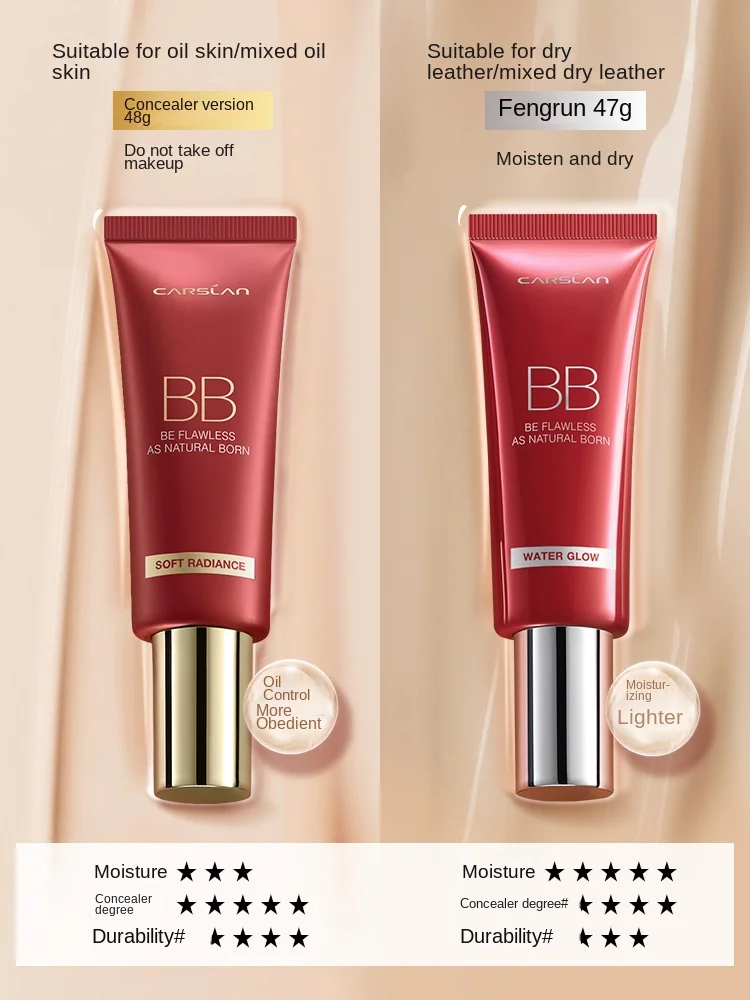 HXL BB Cream Concealer and Moisturizer Long Lasting Oil Control Smear-Proof Makeup Foundation Cushion CC Cream Isolation