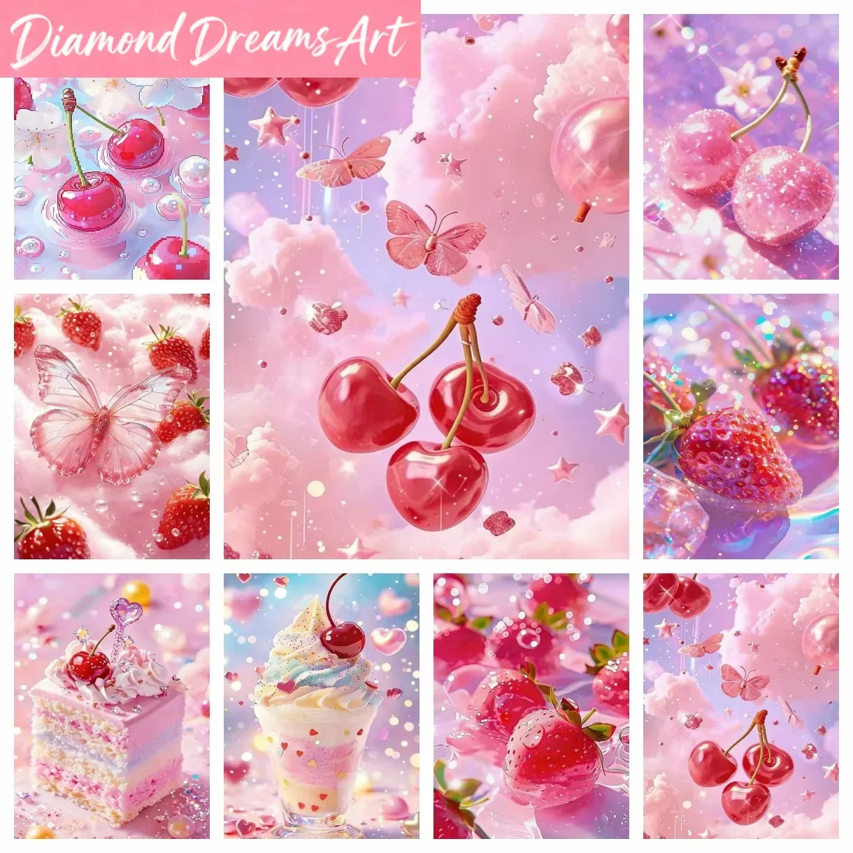 Frameless,Diamond Painting Strawberry Fruits Mosaic Handmade Artwork Full Round/Square Diamonds For Beginners Gift Home Decor