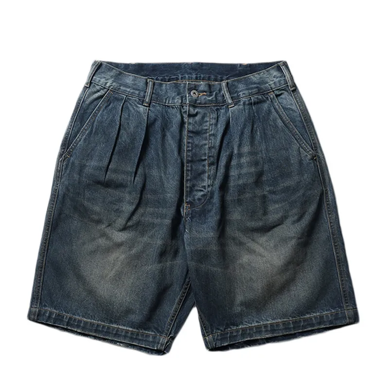 

Summer washed denim shorts Japanese men's loose five-point pants MADNESS