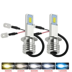 2Pcs H1 H3 H7 LED Car Headlight Bulb Mini 80W 20000LM CSP For Car Headlamp Light Auto Diode Fog Lamps 12V 6000K Automobile