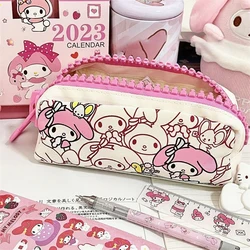 Sanrio Hello Kitty Pencil Bags Kuromi My Melody Cinnamoroll Large Capacity Portable Stationery Box Cartoon Storage Case Kids