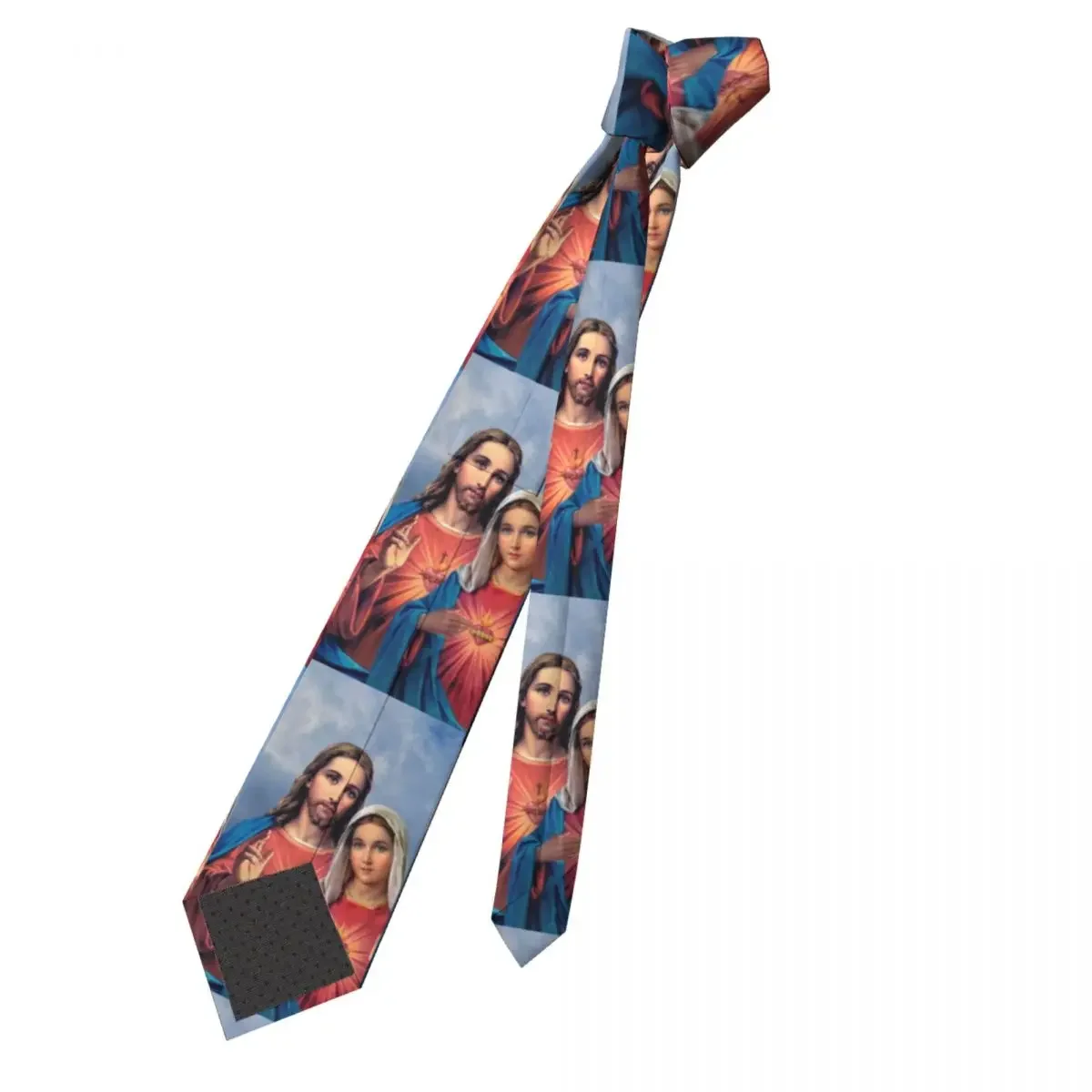 Sacred And Immaculate Hearts Neckties Men Custom Silk Catholic Jesus and Mary Neck Tie for Business