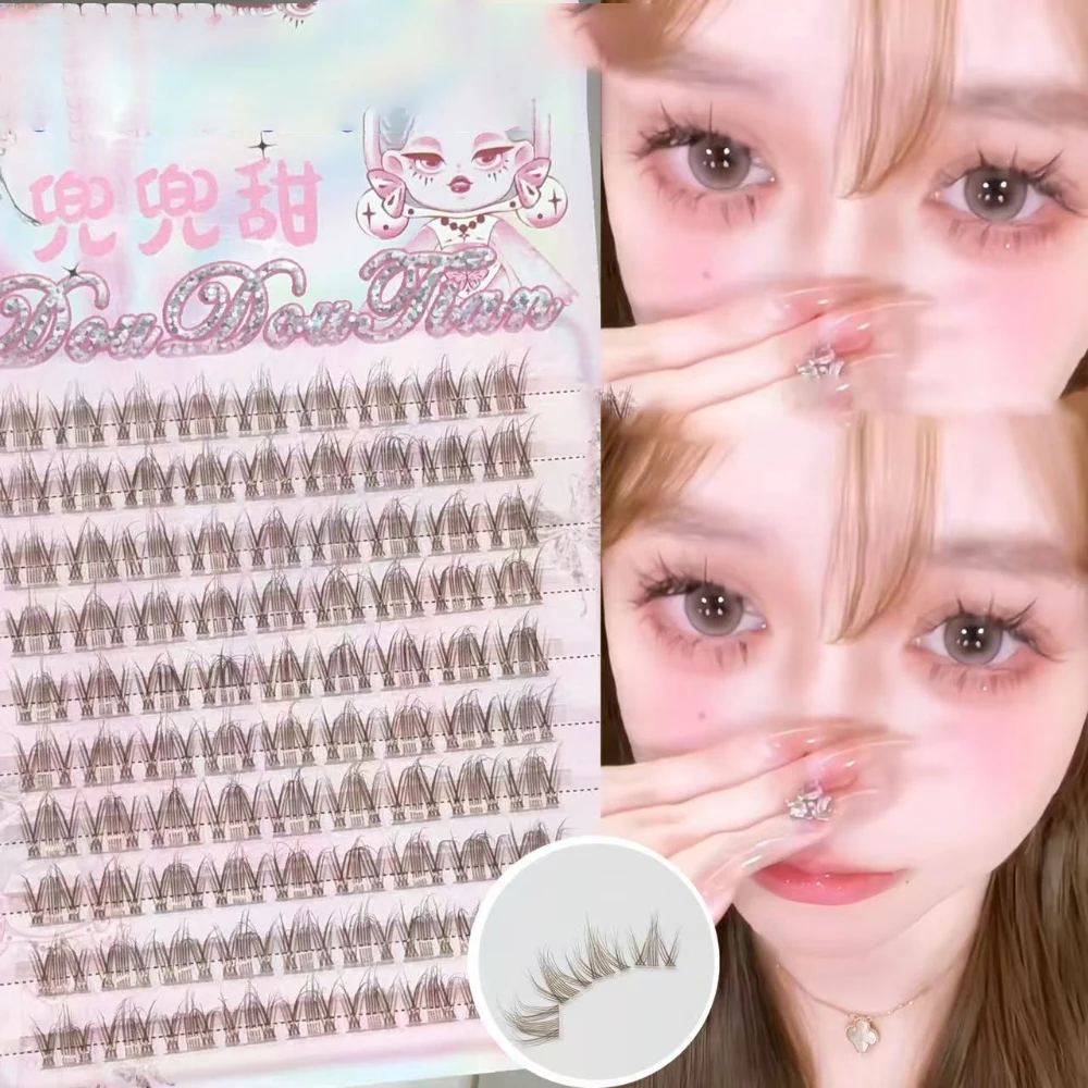 

3/10 Rows Tea Brown False Eyelashes Individual Cluster Natural Simulation Ultra-thin Slender Fake Eyelash Doll Big Eye Makeup