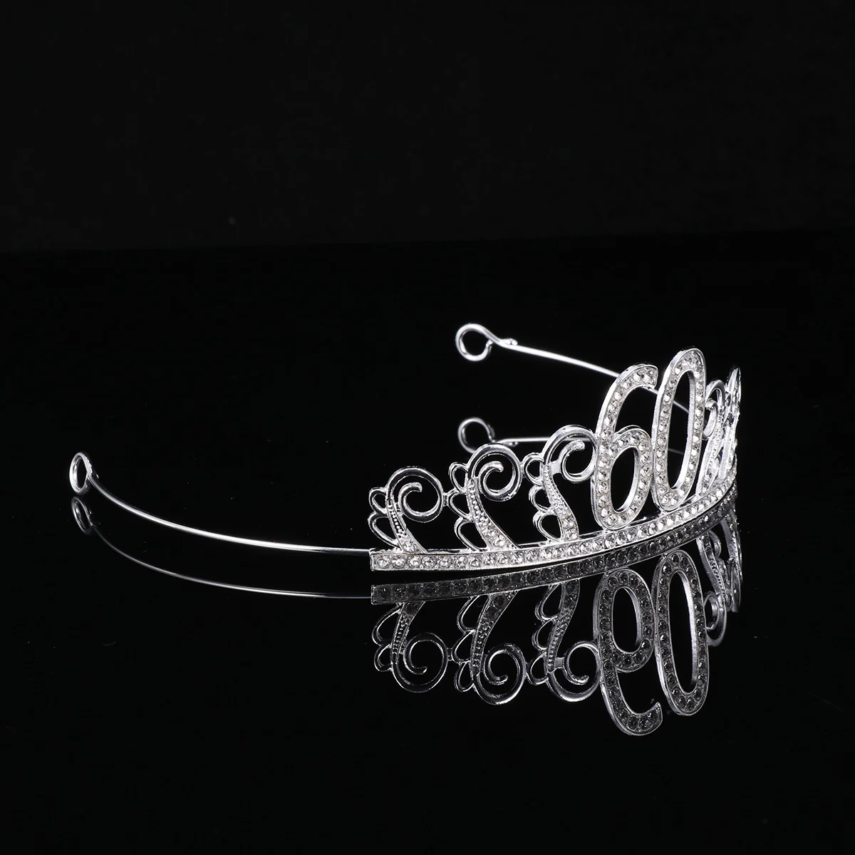 

Silver Crystal Crown Topper 60Mm Elegant Tiara Birthday Wedding Cake Decoration Rhinestone Baking Ornament Party Cake