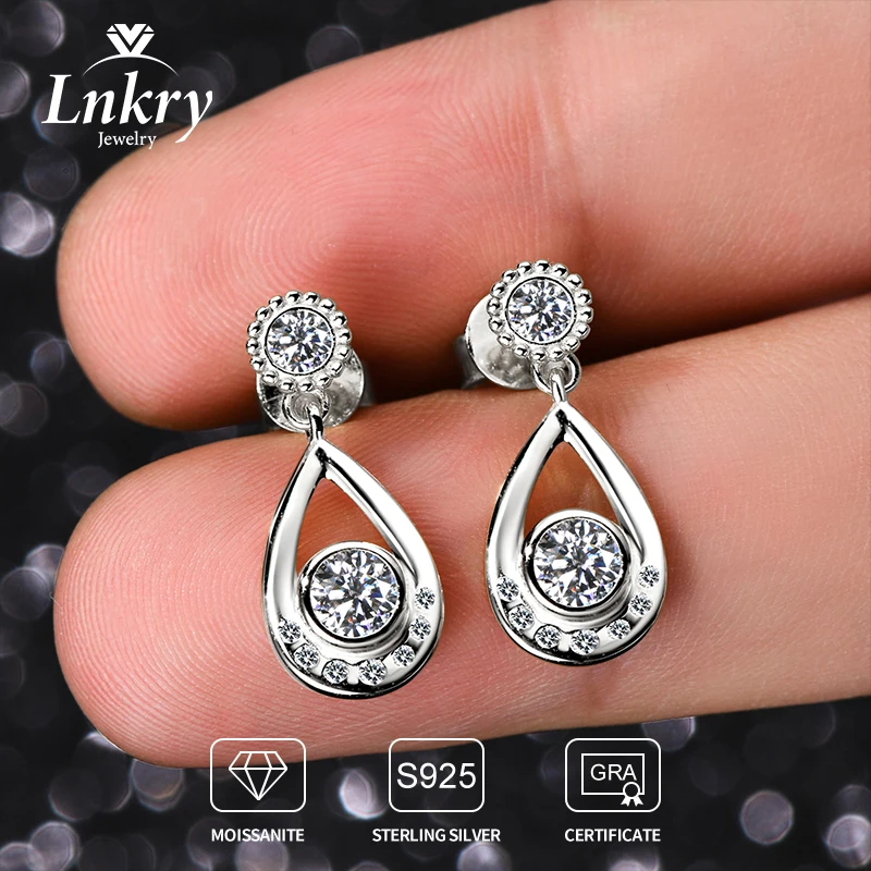 

Сертифицированные Lnkry серьги GRA D0.40CT с муассанитом для женщин, серьги-гвоздики из стерлингового серебра 925 пробы в форме капли воды, корейские повседневные ювелирные изделия
