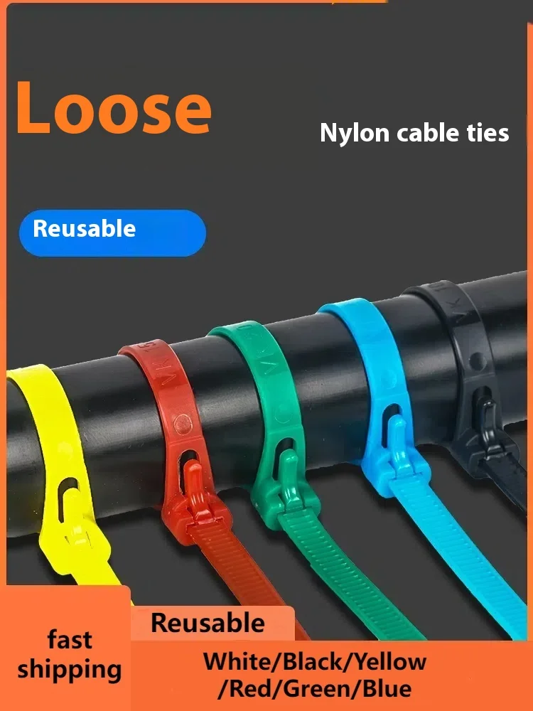 100 Pack Reusable Nylon Zip Ties Various Colors Cord Ties For Charging Cable Flexible Adjustable Soft Twist Tie Indoor/Outdoor