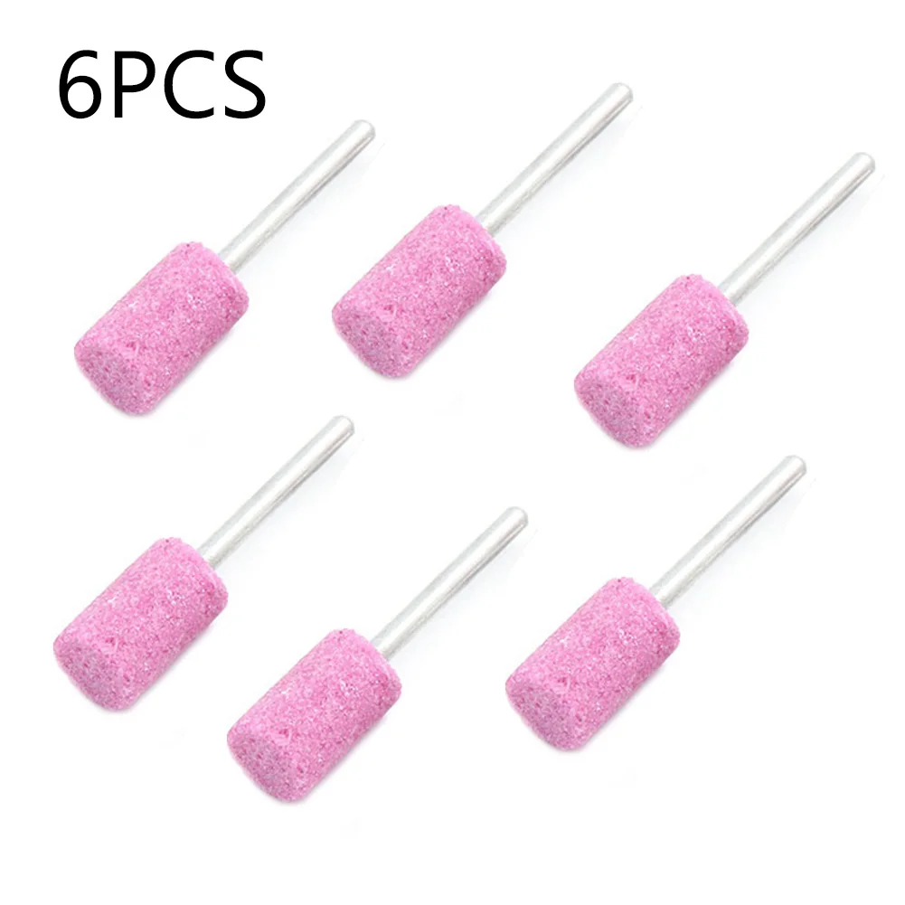 High quality Abrasive Mounted Stone 10mm Grinding head Pink Polishing 3mm Shank 6PCS Abrasive Mounted Grind Stone