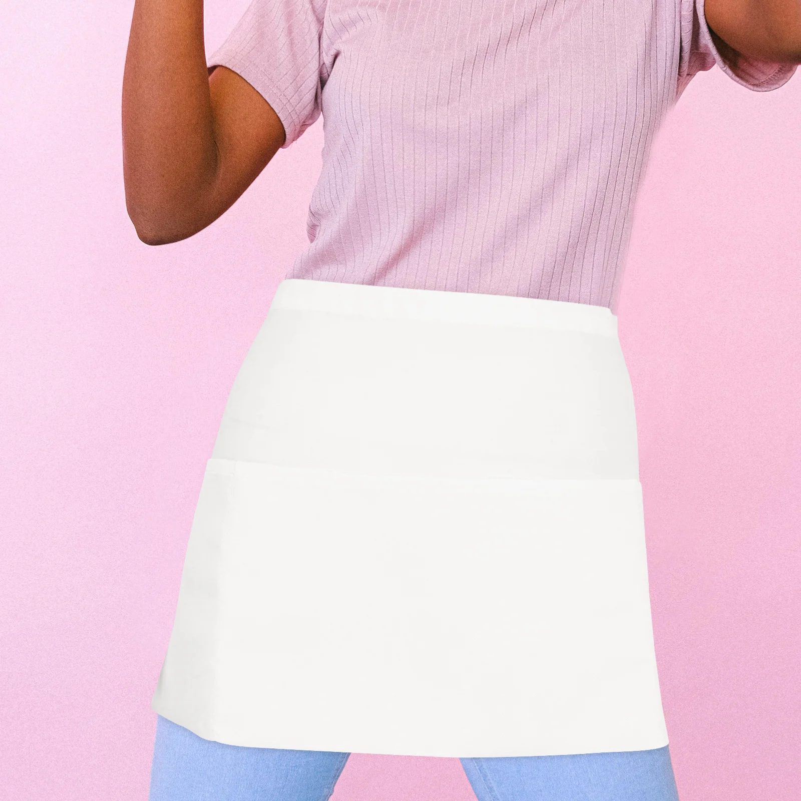 Mezza grembiule impermeabile a 3 tasche per cameriere cameriera server cucina bistrot ristorante personale abbigliamento da lavoro cucina pulizia barista