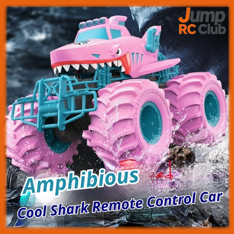 Camion monstre télécommandé pour enfants, étanche, 4 roues motrices, amphibie, voiture requin, Big Foot, Rock Crawler, jouet télécommandé pour les jeux en plein air et en eau