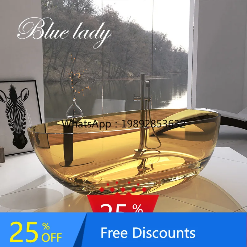 b1 Transparent Resin Crystal Bathtub for Home Hotel Homestay Freestanding Bathtub Bulk Bathtub