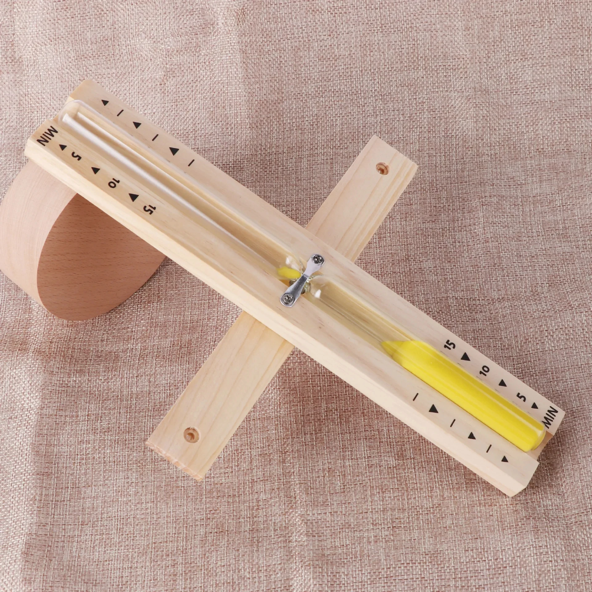 15mins Wooden Rotating Wall-mounted Bathroom Shower Hourglass Sand Timer Explosion-Proof Glass Decors