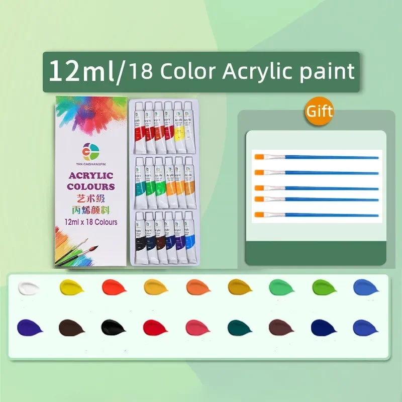 Acrylic Paint 12 18 24 36 Color 12ml Tube Acrylic Paint Set Paint for Clothing Painting Rich Glass Pigments for Artists Painting