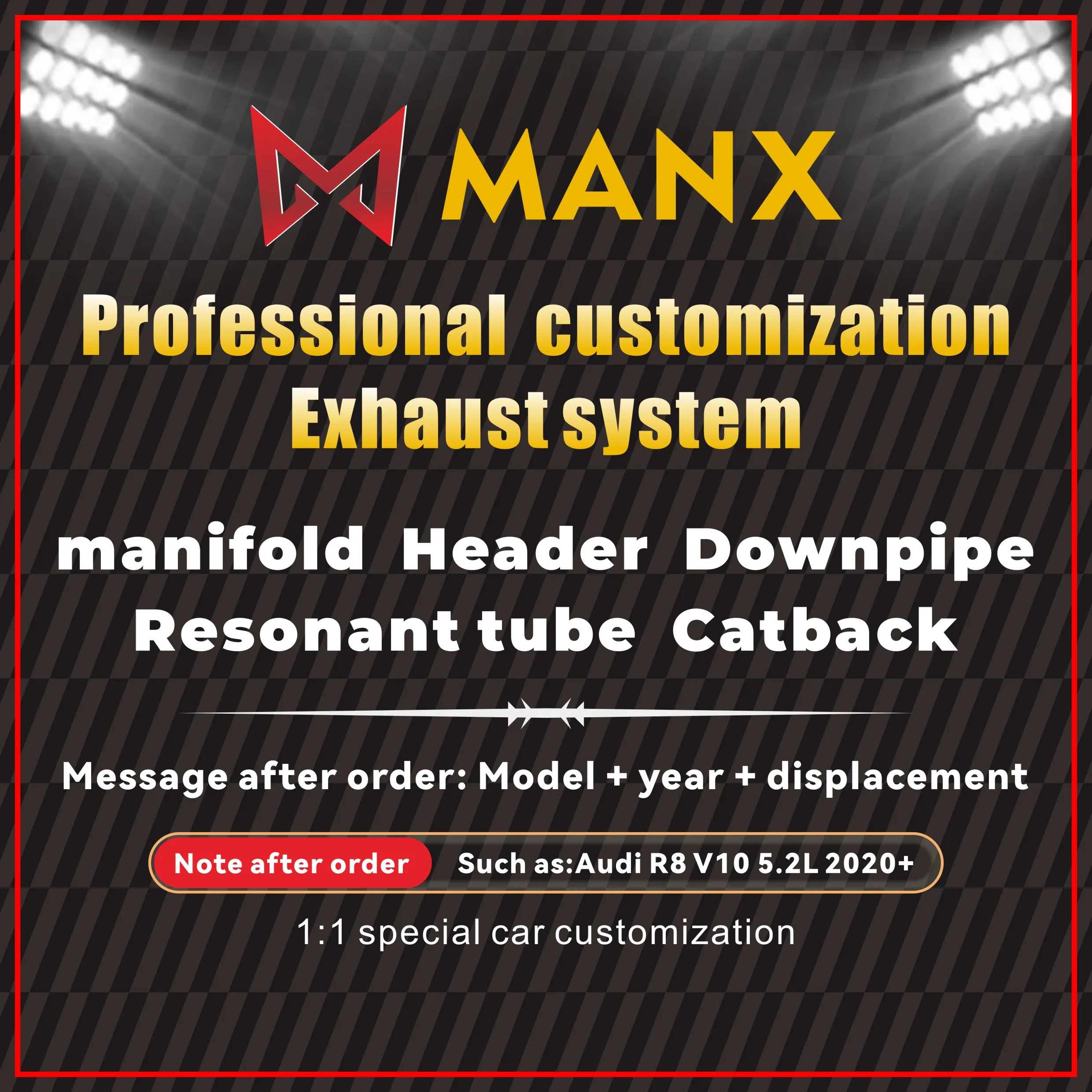 MANX Car Exhaust system Professional customization Header Downpipe Resonant tube Catback Stainless steel Titanium alloy DIY exha