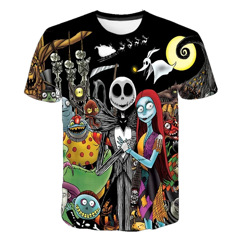 Disney The Nightmare Before Christmas Summer Children 3D Cartoon T-shirt For Printing Boys T Shirts Girls Tops Tees Kids Clothes