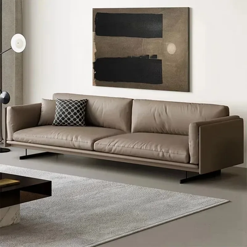 Modern Minimalist 3 Seater Office Leather Sofa  for Meeting Negotiation Business Reception Hotel Living Room Sofa Cama