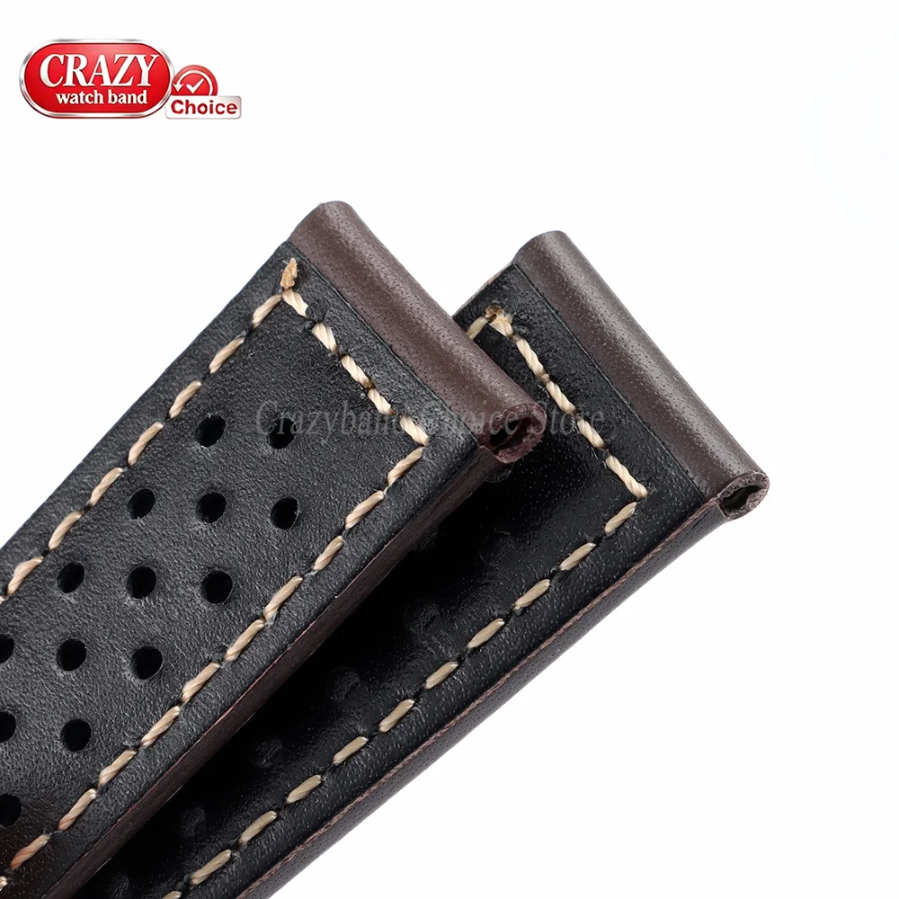 Vintage Racing Leather Watch Strap 18mm20mm22mm24mm26mm for Panerai Bracelet Black Brown Universal Porous Men Women Watches Band