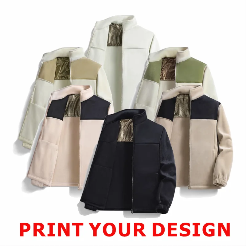 

Thickening Winter Stand Collar Graphene Fleece Jacket Thermal Warm Work Coats Mens Zipper Hiking Outwear Free Print Your Design