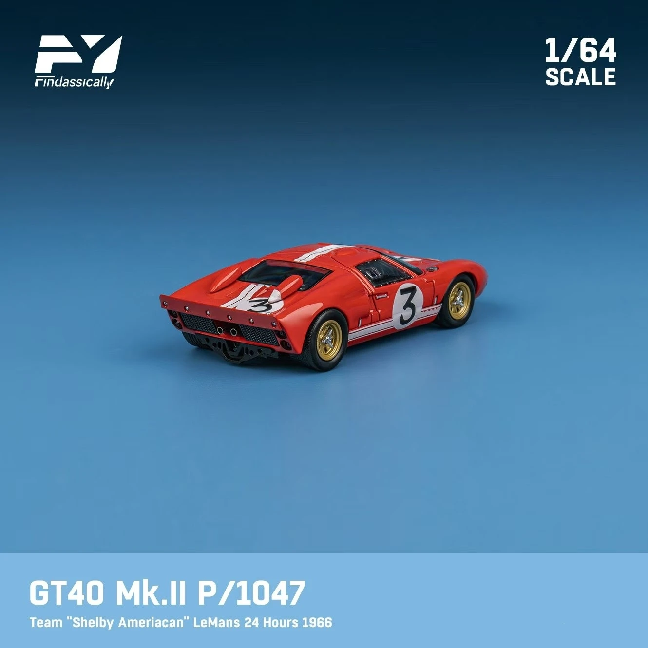 Findclassically FY 1:64 GT40Mk.IP1069 modèle de voiture moulé sous pression trois couleurs en 2025