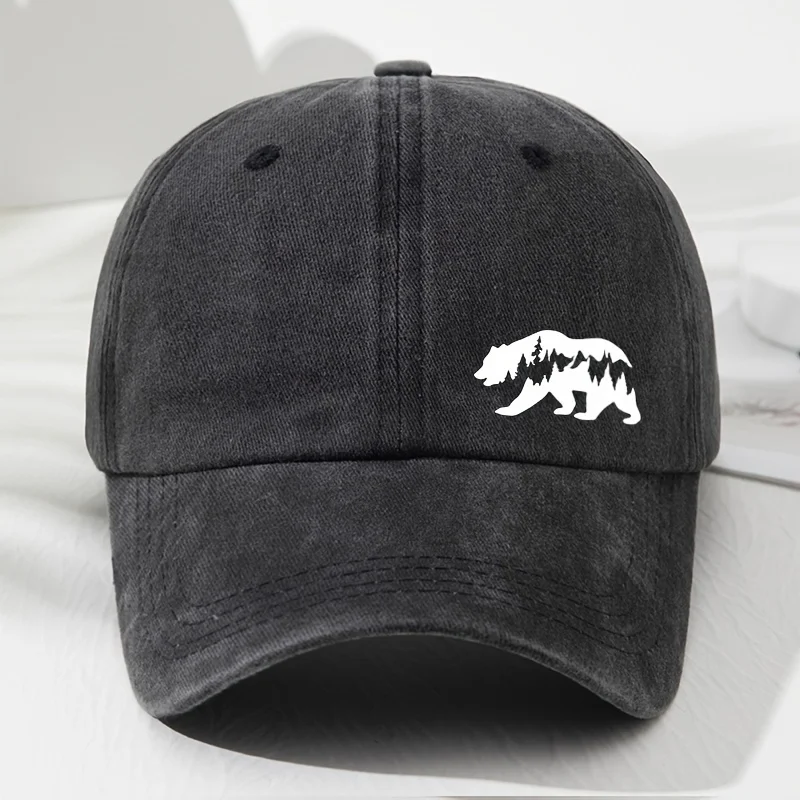 

Perfect Fusion of Deep Forest and Bear Pattern Printed Baseball Hat Outdoor Adventure Sunshade Fishing Hat