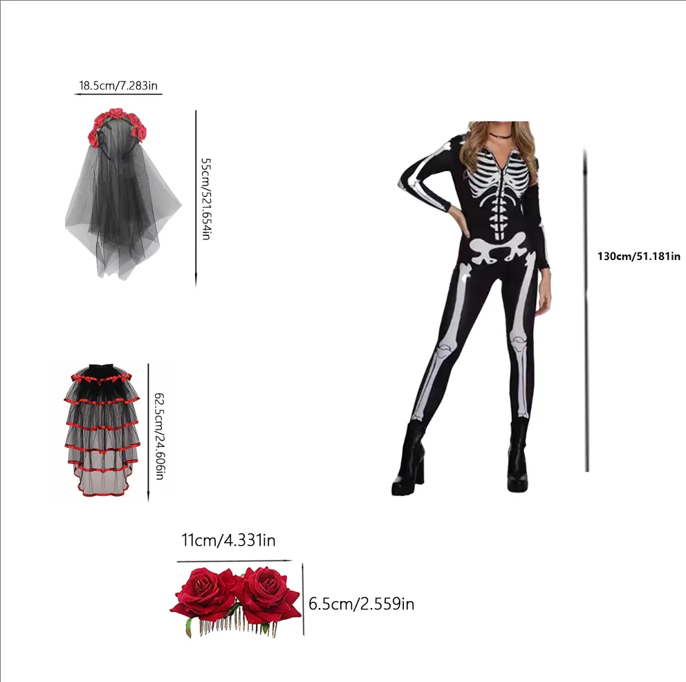 Costumes d'Halloween pour les morts, colliers en voile pour femmes et autres accessoires de décoration de fête adaptés
