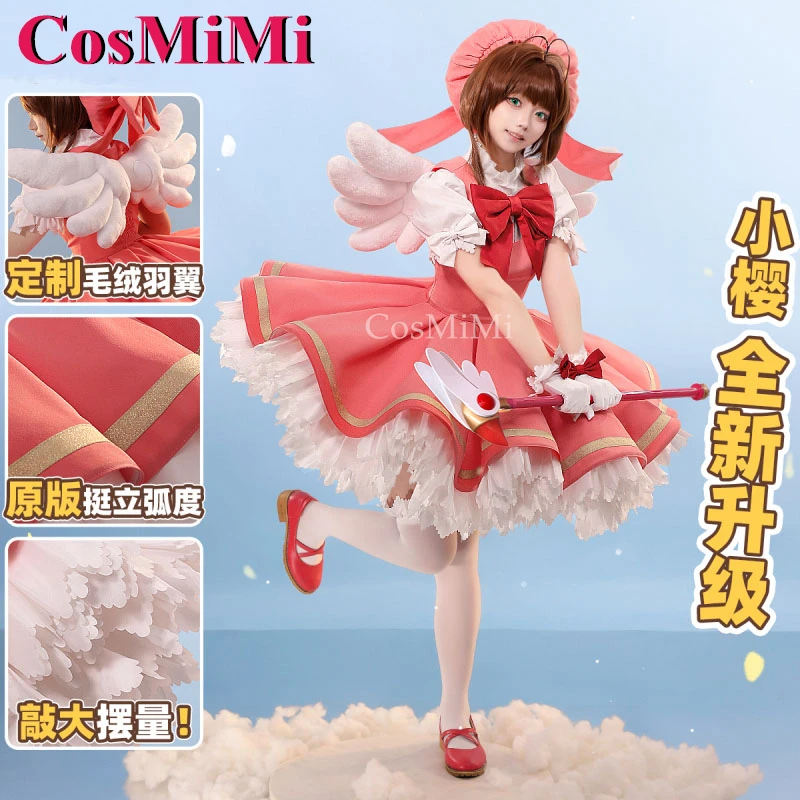 CosMiMi Cardcaptor Sakura Kinomoto Sakura Cosplay Costume Gorgeous Red White Battle Uniform V2.0 Carnival Role Play Clothing New