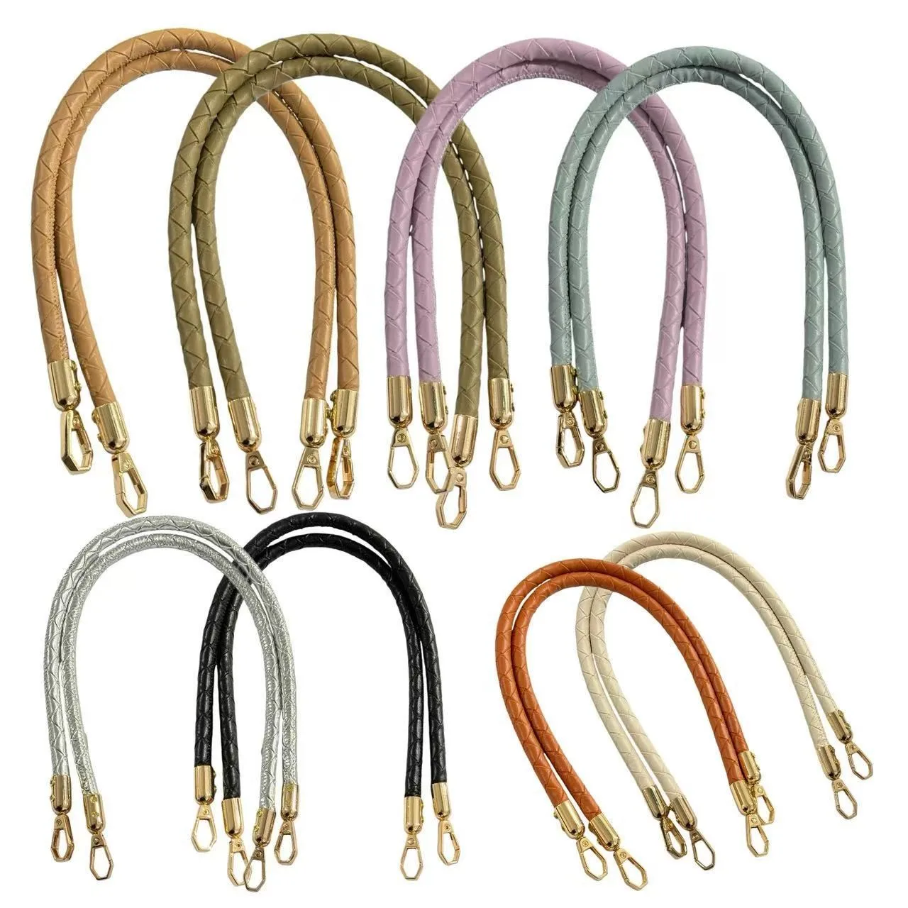 Convenient Metal Buckle Woven Leather round Rope Handle Short Carry Handbag Water Cup Gift Box Replacement Accessories
