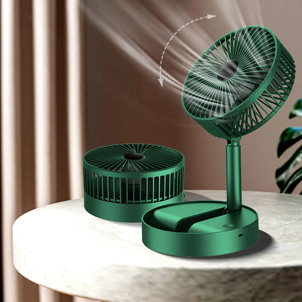 Stand Fan 6 Inch Folding Portable Telescopic Floor/USB with Rechargeable Battery 3 Speeds Super Quiet Adjustable Height