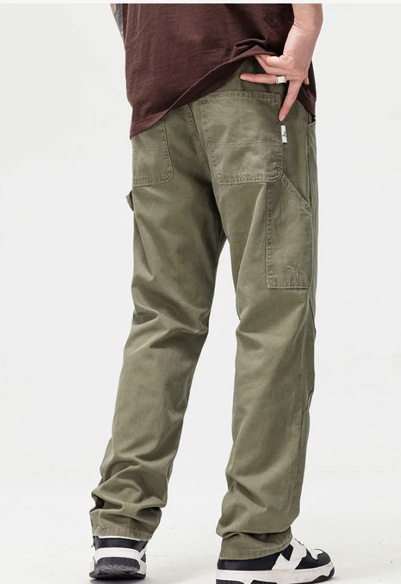 ล้างกางเกงคาร์โก้สไตล์อเมริกันกางเกงยีนส์ High Street กางเกงคาวบอยวินเทจ