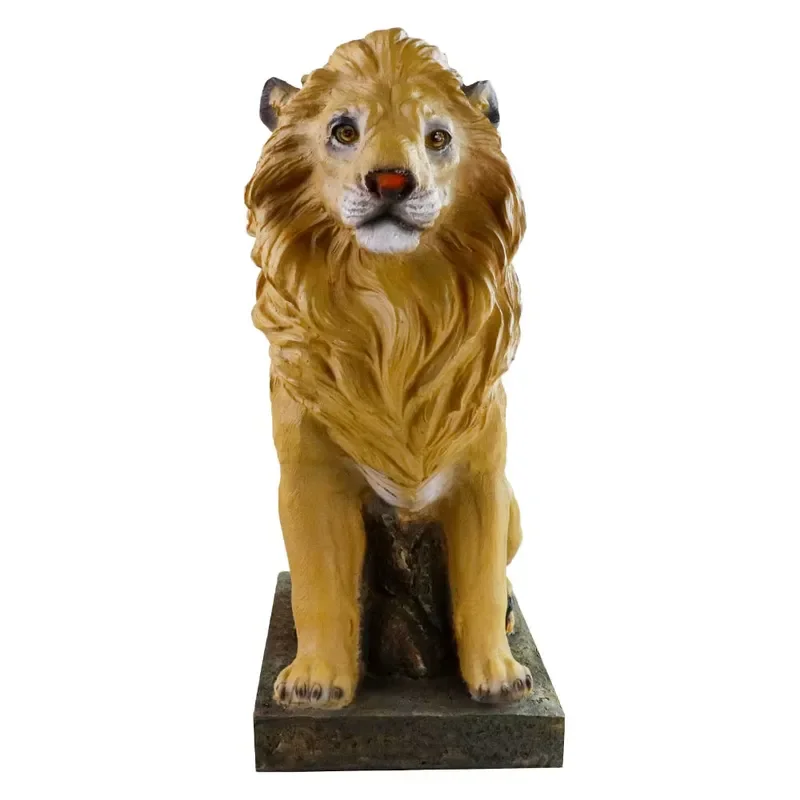 for Realistic Lion Resin Statue Hand-painted Lifelike Animal Figurine for Indoor Outdoor Holiday Decoration Gift