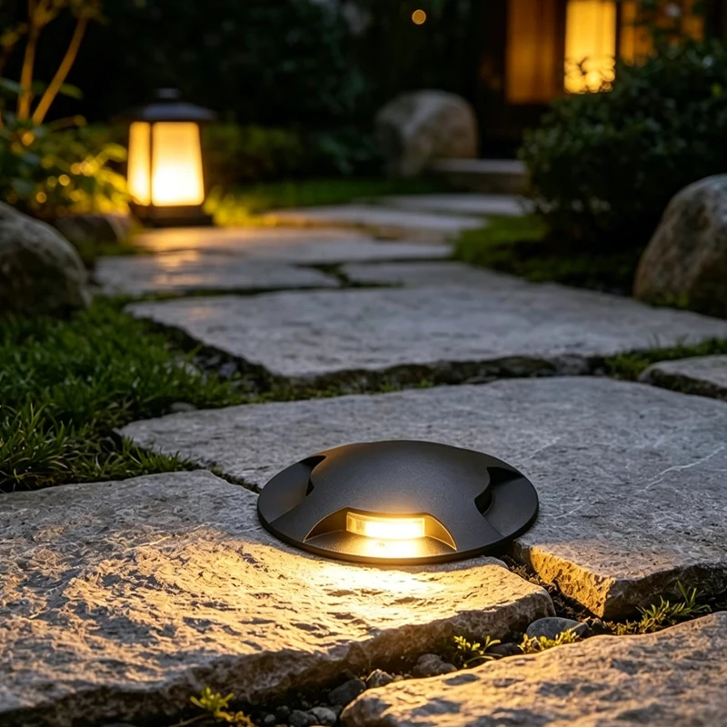 Outdoor Multi-Purpose LED Step Lighting Fixtures Waterproof Ground-Mounted Aluminum Lamp Body Built-in Shield Embedded Lights