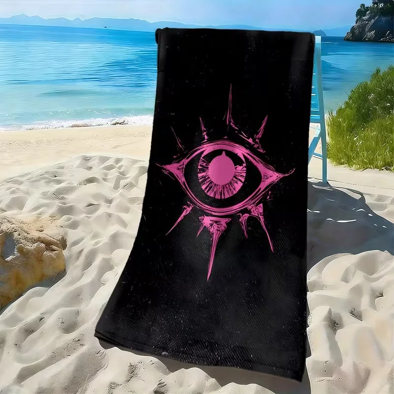 Gothic Pink Thorn Eye Graphic Beach Towel Quick Dry Sand Free Pool Towel Edgy Cool Design Summer Swimming Blanket