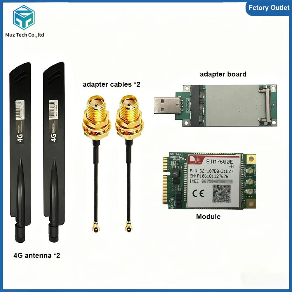 SIMCOM SIM7600E-H PCIE+4G antenna USB Adapter With SIM card slot LTE CAT4 Module Support GNSS for Europe/Middle East/Africa