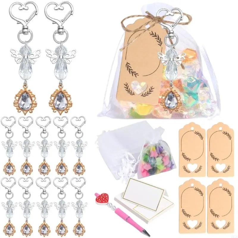 4X7B 30Pieces Angelic Keychains with Thank You Card and Organza Bags for Wedding, Baby Showers or Baptisms Party