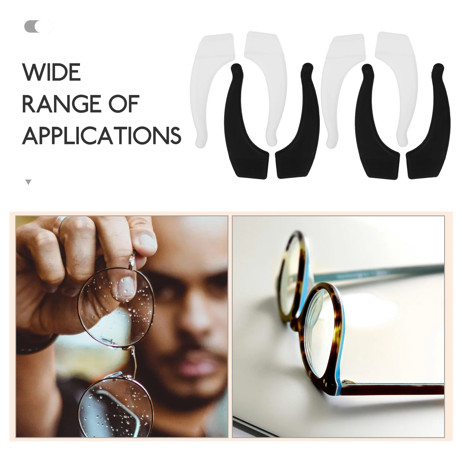 

6 пар нескользящих крючков для ушей для очков, черно-белые силиконовые насадки, ручки, держатели, защитные подушки, подушечки для очков