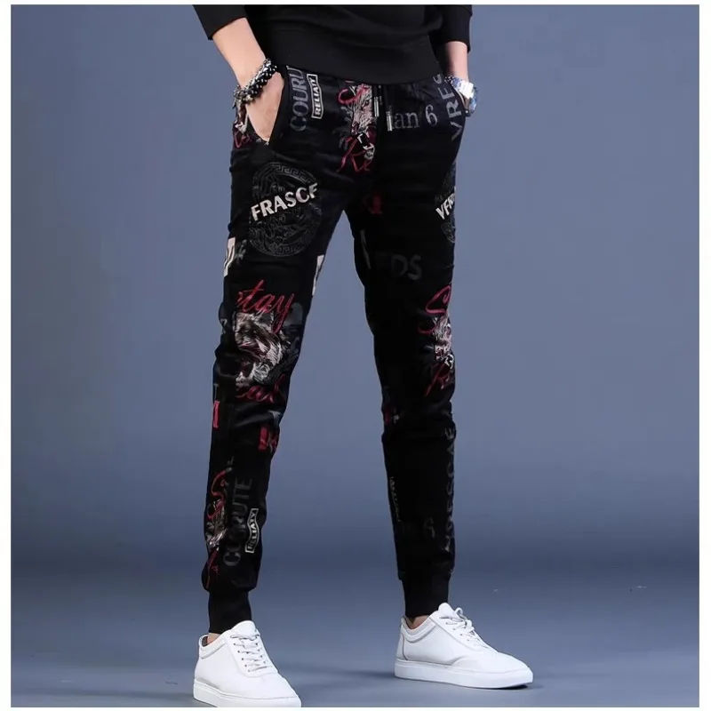 

Повседневные спортивные брюки Модные брюки Брюки с цифровым принтом Облегающие брюки