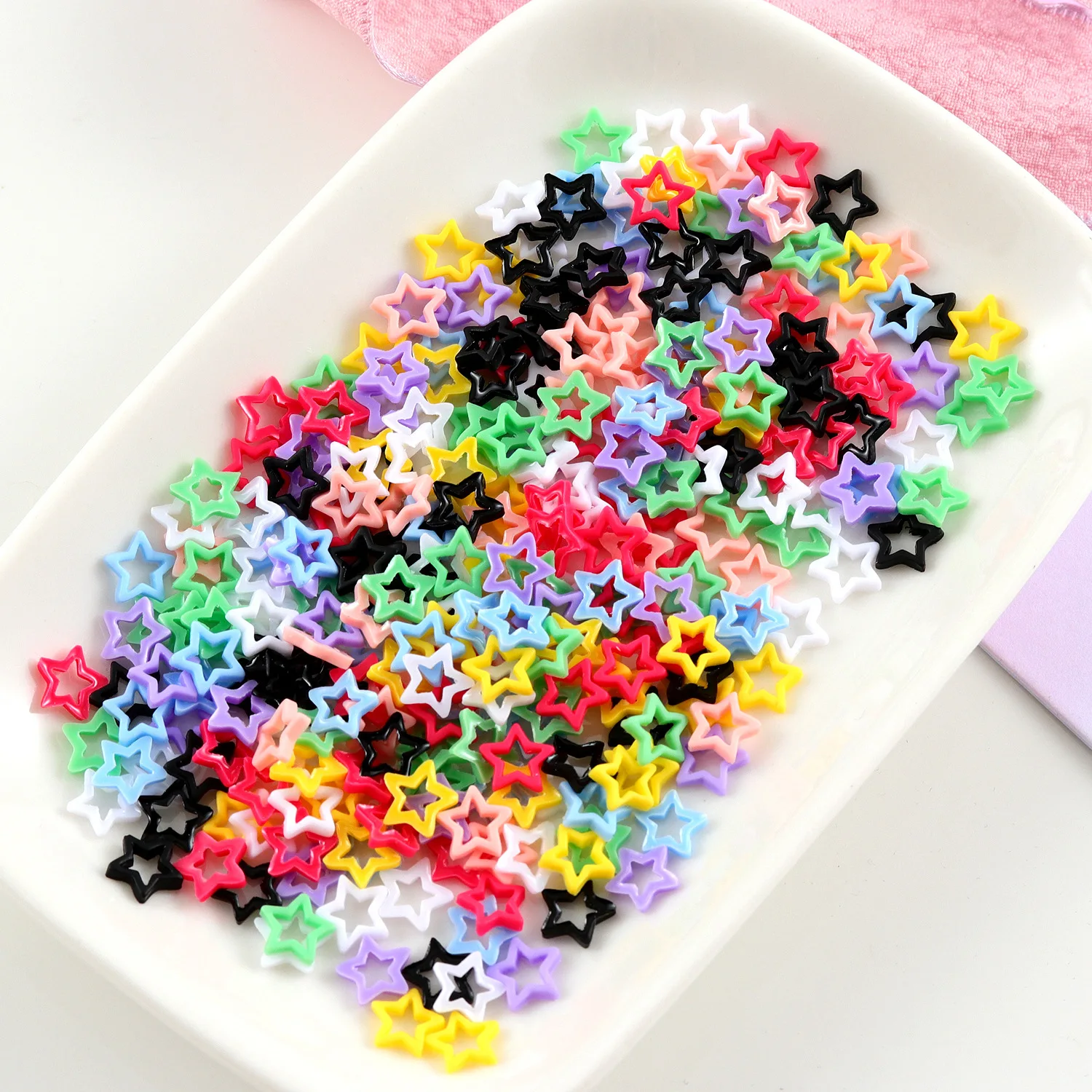 

50Pcs Hollow Stars Heart Nail Art Charm Dopamine Mixed Color Nails Art Accessories 3D Rhinestones Jewelry Manicure Accessories
