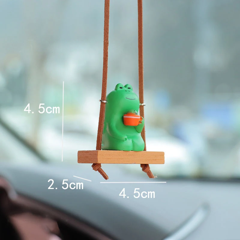 Car Rearview Mirror Pendant Swinging Frog Rear View Mirror Swinging Frog Charm Pendant Cute Interior Rearview Mirror Decoration